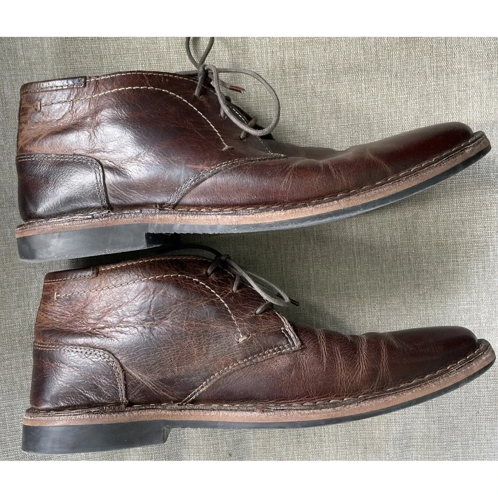 Steve Madden P-Ivon 982 Brown Leather Lace Up Chukka Men Ankle Boots Size 10